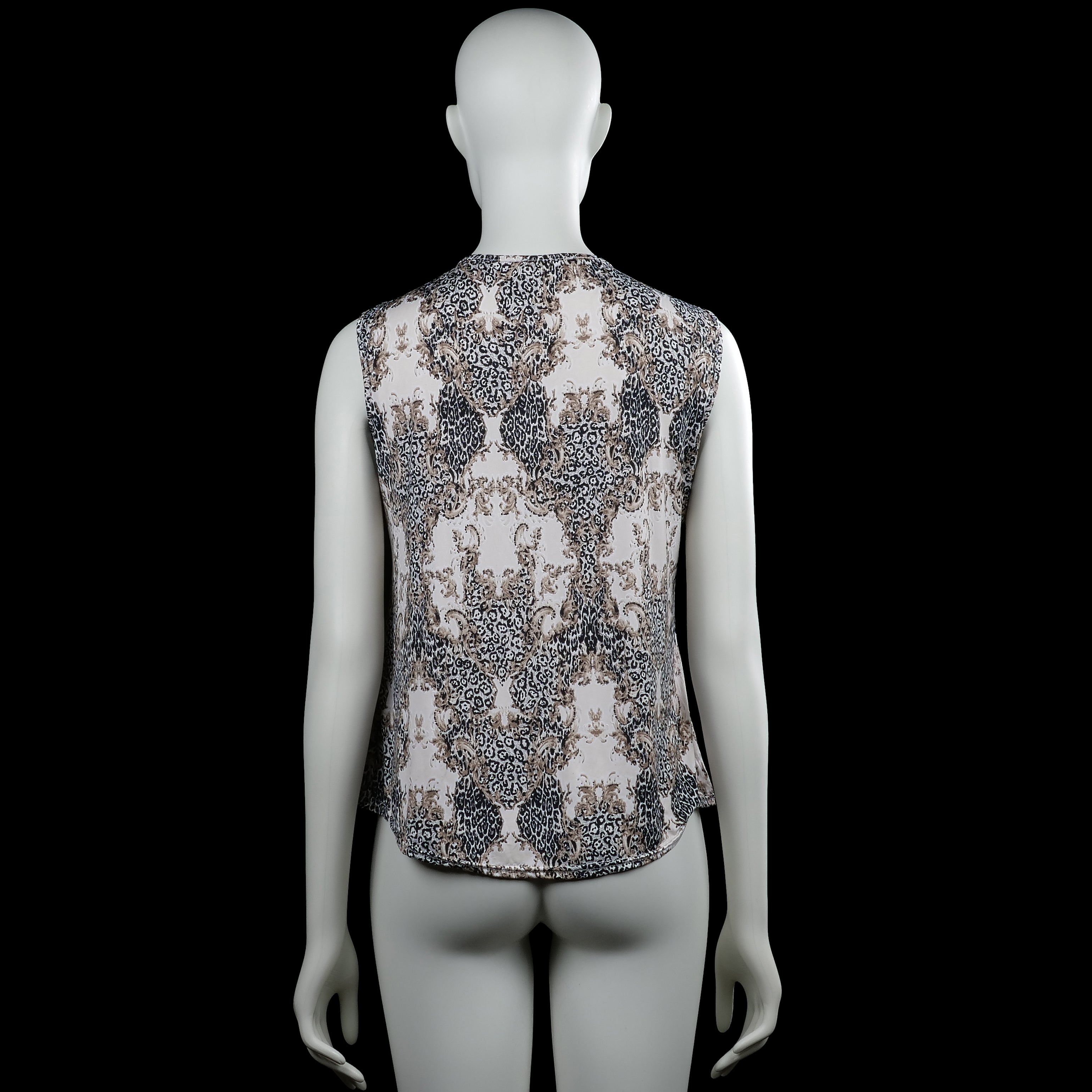 Blouse - White & Brown - Size M