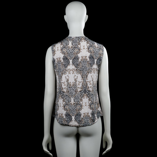 Blouse - White & Brown - Size M