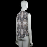 Blouse - White & Brown - Size M