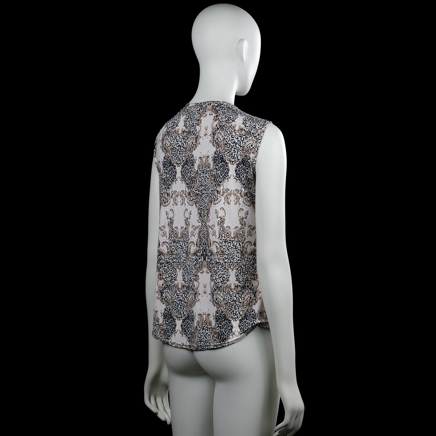 Blouse - White & Brown - Size M