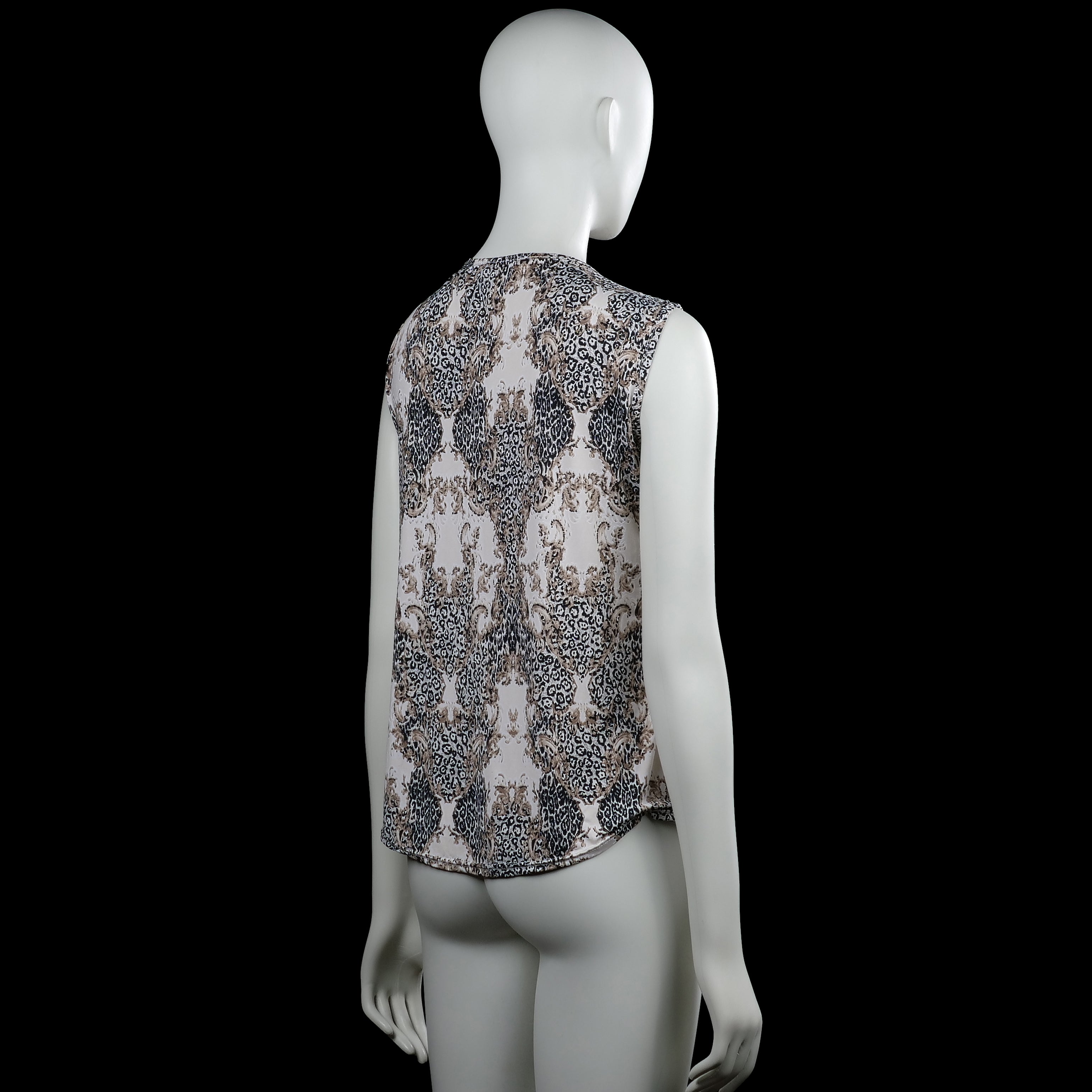 Blouse - White & Brown - Size M