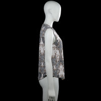 Blouse - White & Brown - Size M
