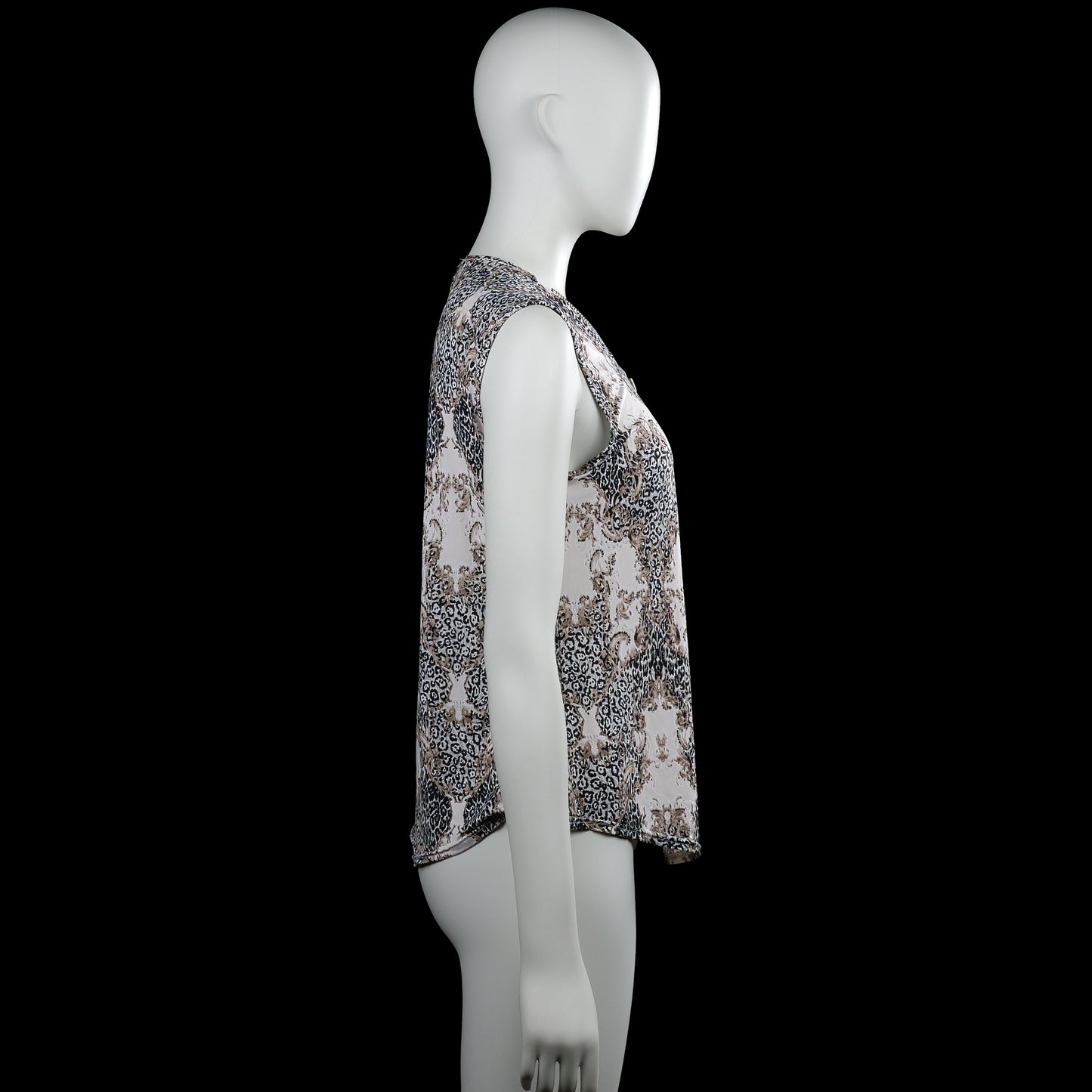 Blouse - White & Brown - Size M