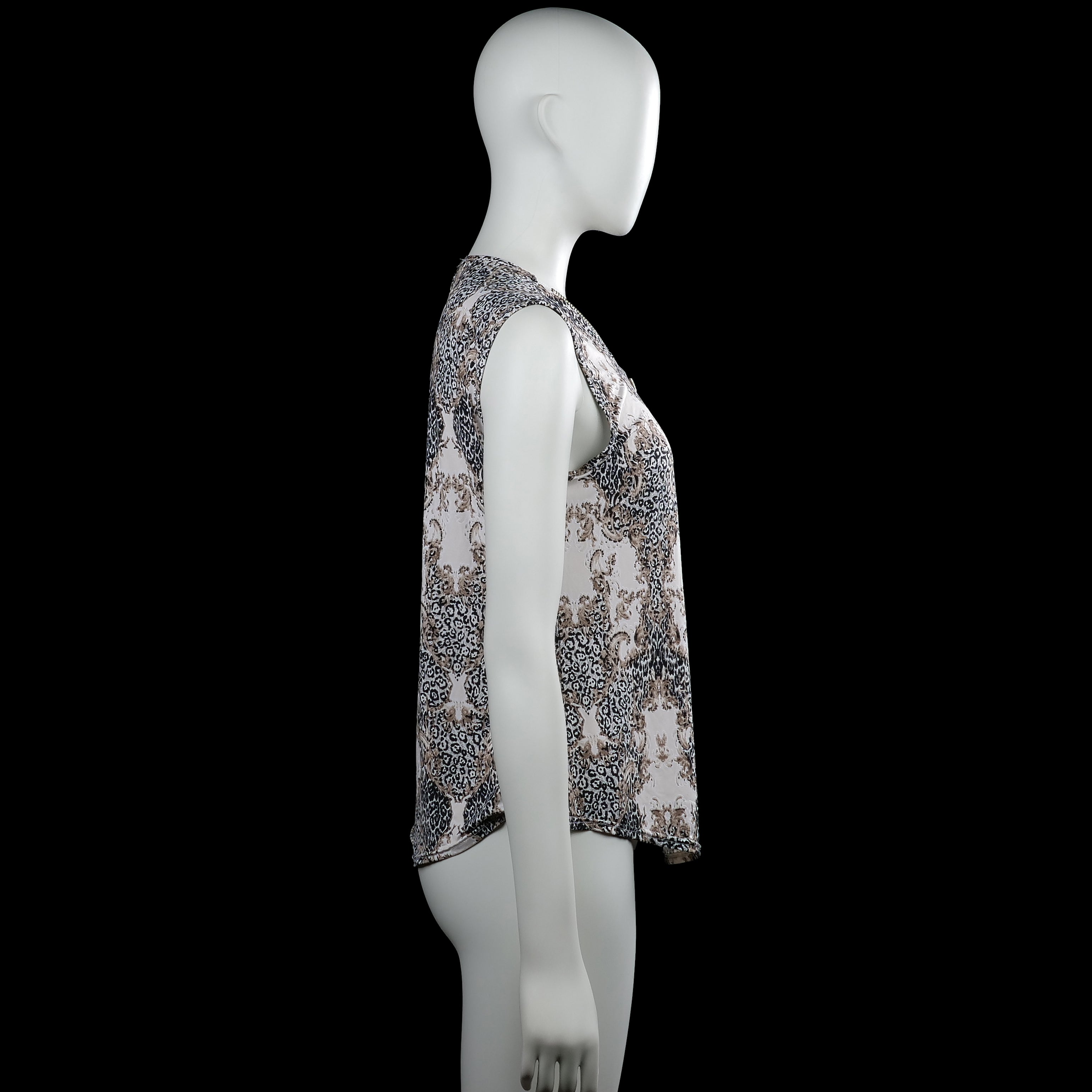 Blouse - White & Brown - Size M