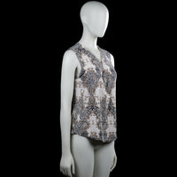 Blouse - White & Brown - Size M