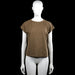 Kaylla - T-shirt - Brown - Size L - Brown solid top with a round neckline and short sleeves. Features plain sleeve cuffs and a straight hem.