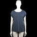Jyothi - T-shirt - Navy & White - Size M - Navy and white striped top with a round neckline and short sleeves. Features plain cuffs and a straight hem.