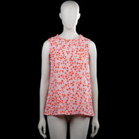 Lindex Holly & Whyte - Tank top - Pink & Red - Size M - Sleeveless pink top with a red floral print on the front and a solid pink back. Features a round gathered neckline and a straight hem.