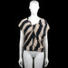 Lindex - Blouse - Black & Beige - Size M - Black and beige striped top with a V-neckline and short sleeves. Features a twisted front detail and a straight hem.