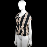 Blouse - Black & Beige - Size M