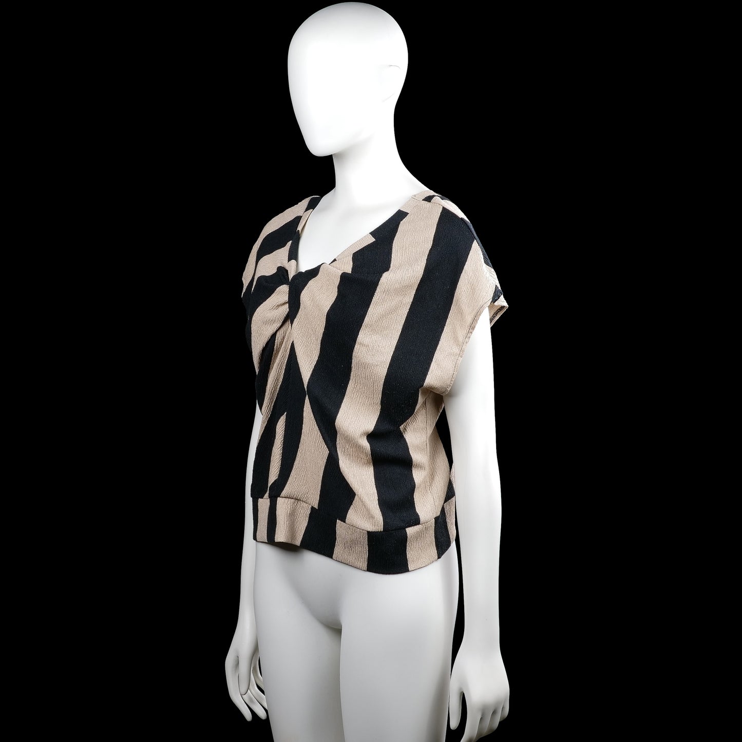 Blouse - Black & Beige - Size M