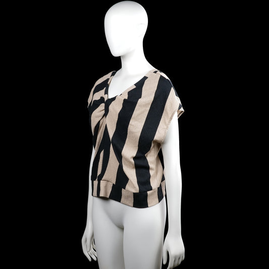 Blouse - Black & Beige - Size M