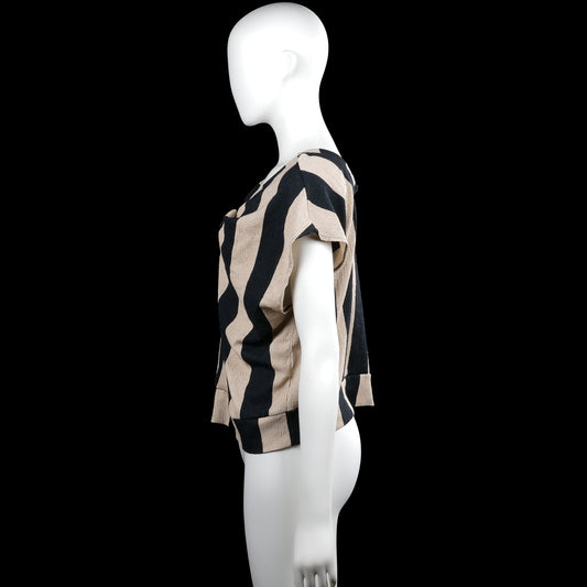 Blouse - Black & Beige - Size M