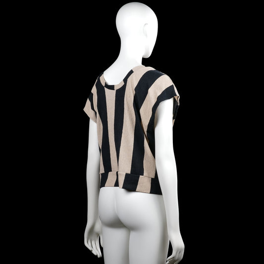 Blouse - Black & Beige - Size M