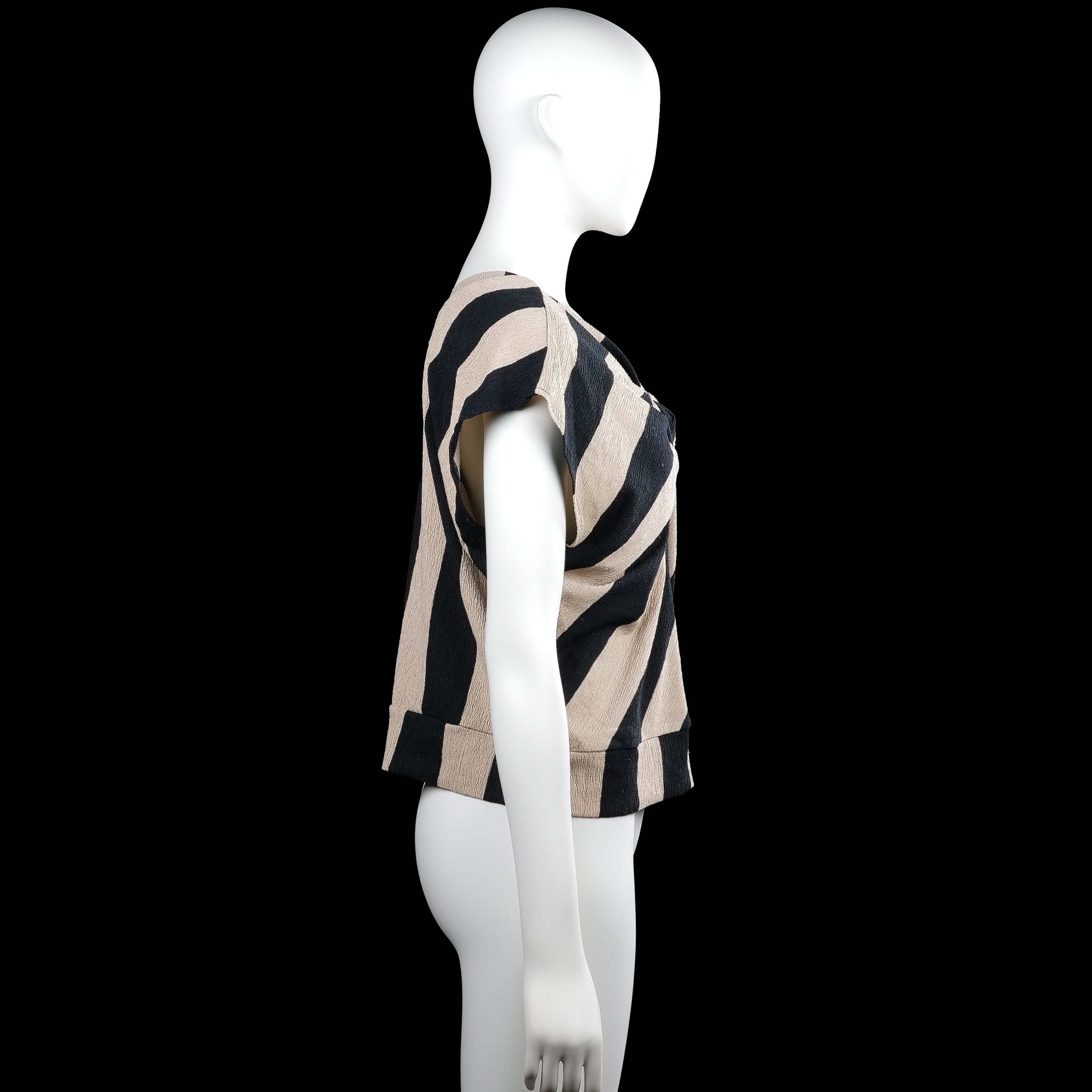 Blouse - Black & Beige - Size M