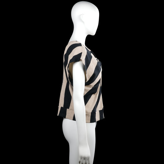 Blouse - Black & Beige - Size M