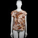 .Object - Blouse - Ivory & Brown - Size 36 - Ivory and brown printed top with a round neckline and short sleeves. Features a chest pocket, a straight hem, and a back keyhole with a button closure.