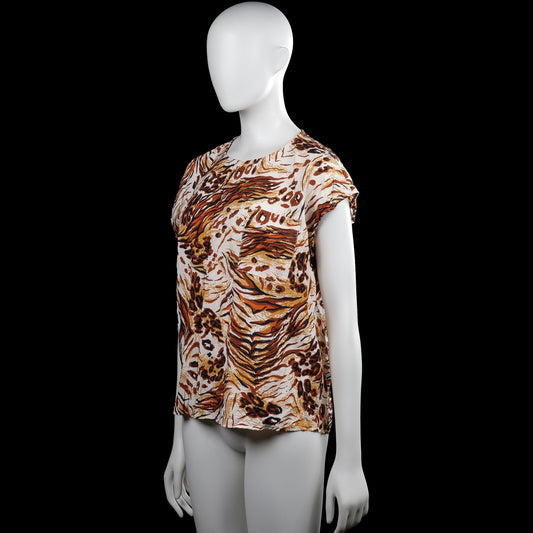 Blouse - Ivory & Brown - Size 36