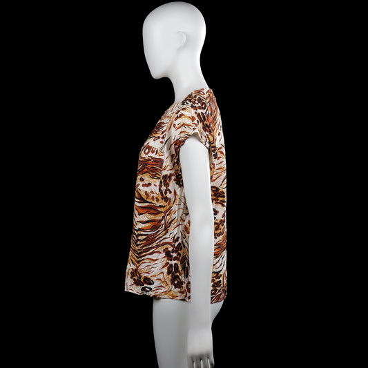 Blouse - Ivory & Brown - Size 36