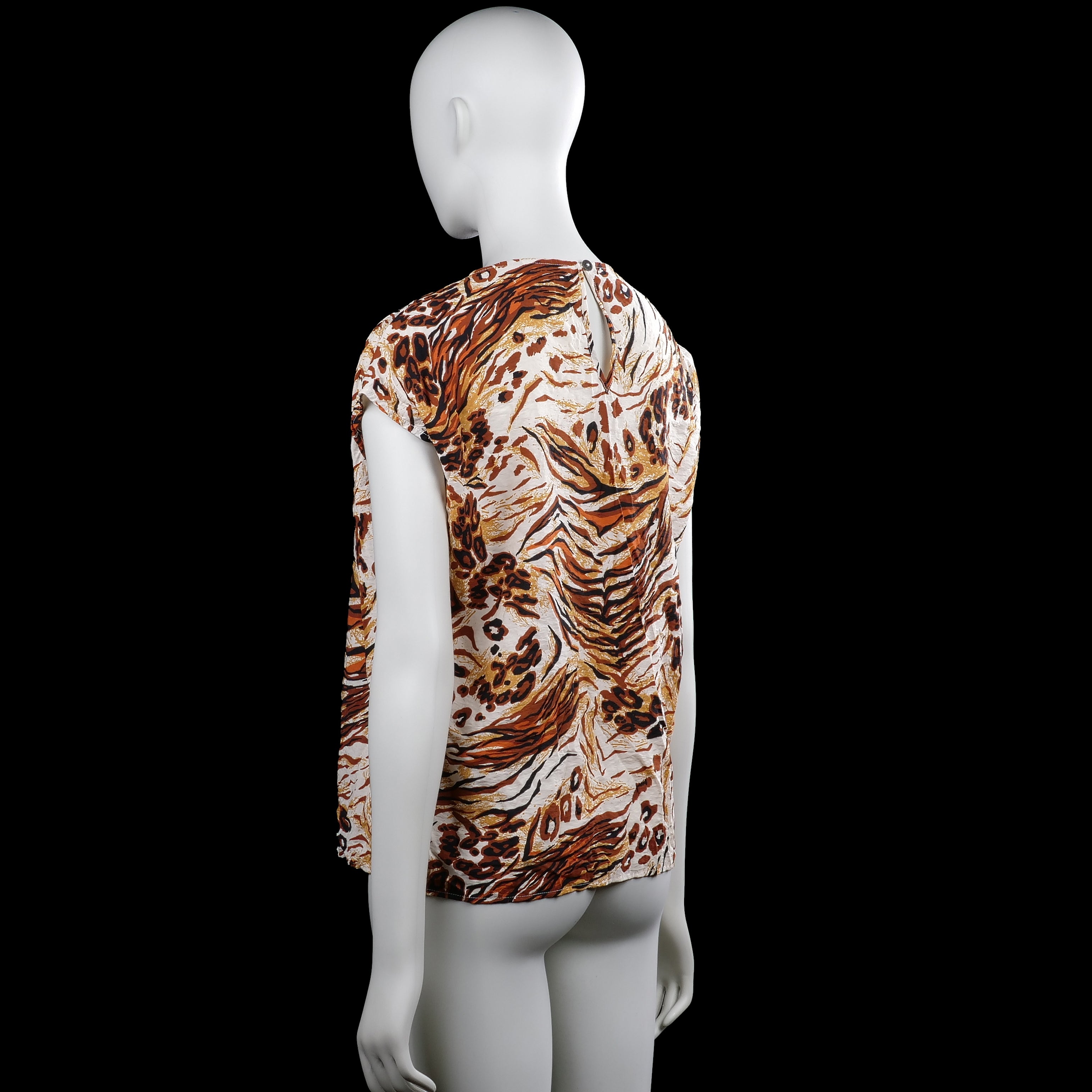 Blouse - Ivory & Brown - Size 36