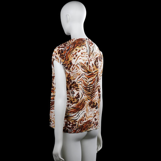 Blouse - Ivory & Brown - Size 36