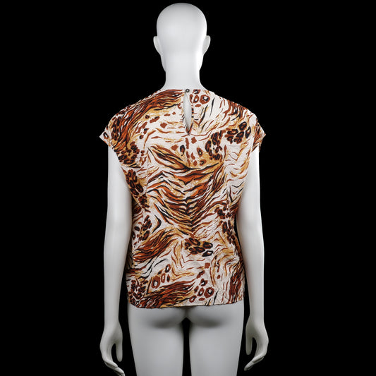 Blouse - Ivory & Brown - Size 36