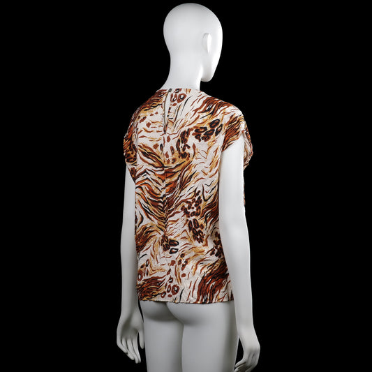 Blouse - Ivory & Brown - Size 36