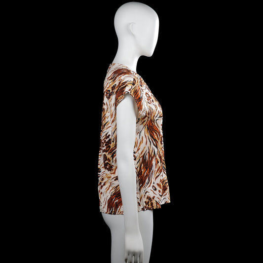 Blouse - Ivory & Brown - Size 36