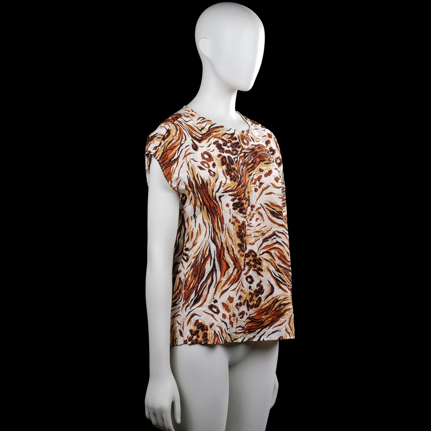 Blouse - Ivory & Brown - Size 36