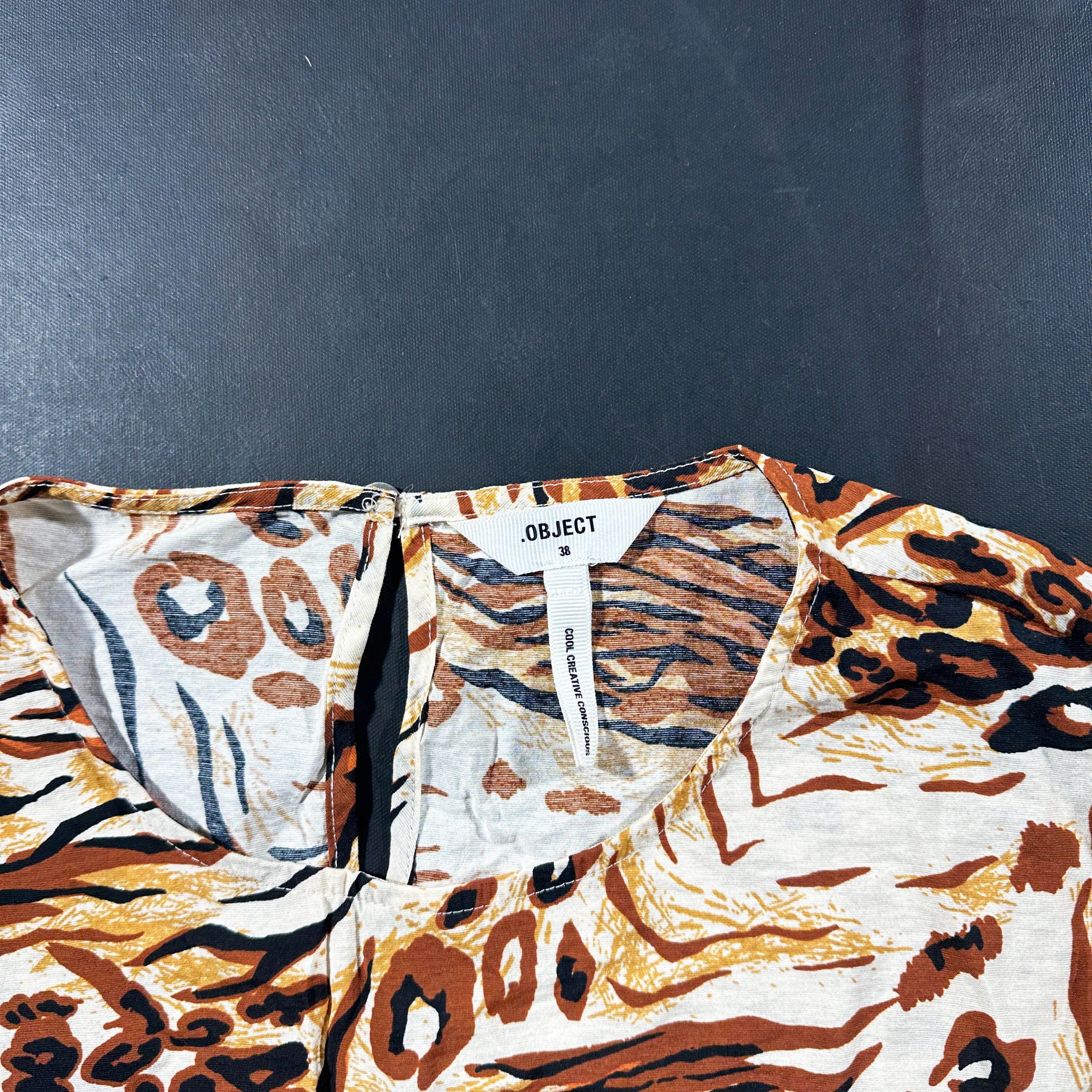 Blouse - Ivory & Brown - Size 36