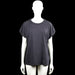 Ms Mode - T-shirt - Dark Gray - Size L - Dark gray solid top with a round neckline featuring braided trim. Short sleeves with plain cuffs and a straight hem.