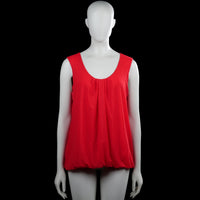 Imagine - Tank top - Red - Size L - Red solid sleeveless top with a scoop neckline and pleated detail at the center front. Elastic hem.