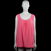 Ms Mode - Tunic - Pink - Size XXL - Solid pink sleeveless top with a scoop neckline and pleats at the center front. Straight hem with no visible closures.