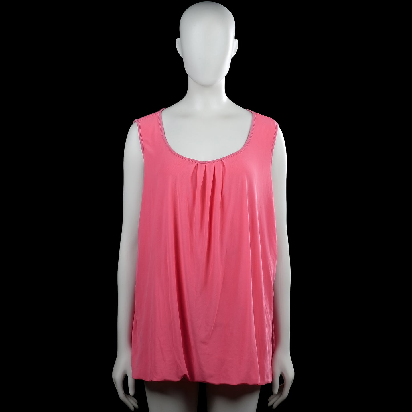 Ms Mode - Tunic - Pink - Size XXL - Solid pink sleeveless top with a scoop neckline and pleats at the center front. Straight hem with no visible closures.