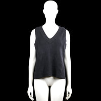 Vila - Sweater - Charcoal - Size L - Charcoal solid sleeveless top with a V-neckline. Straight hem with side slits.