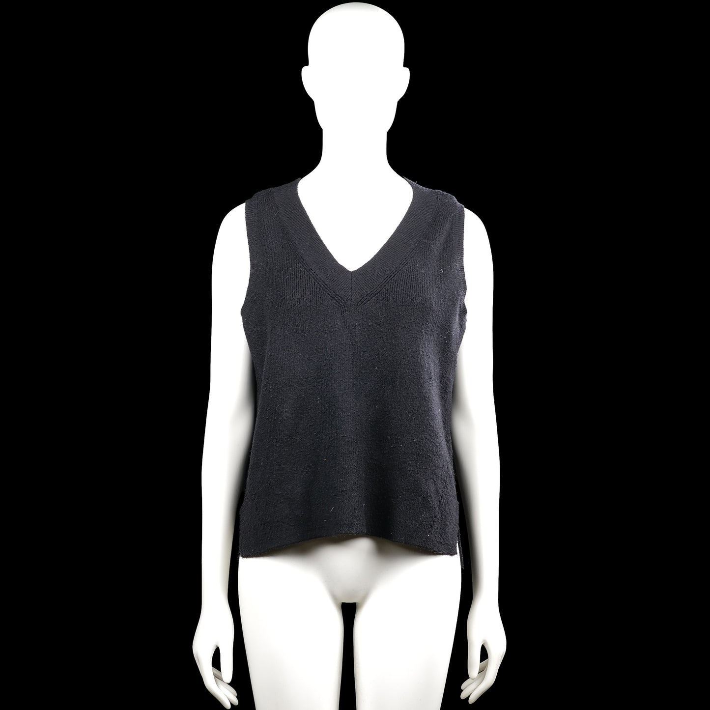 Vila - Sweater - Charcoal - Size L - Charcoal solid sleeveless top with a V-neckline. Straight hem with side slits.