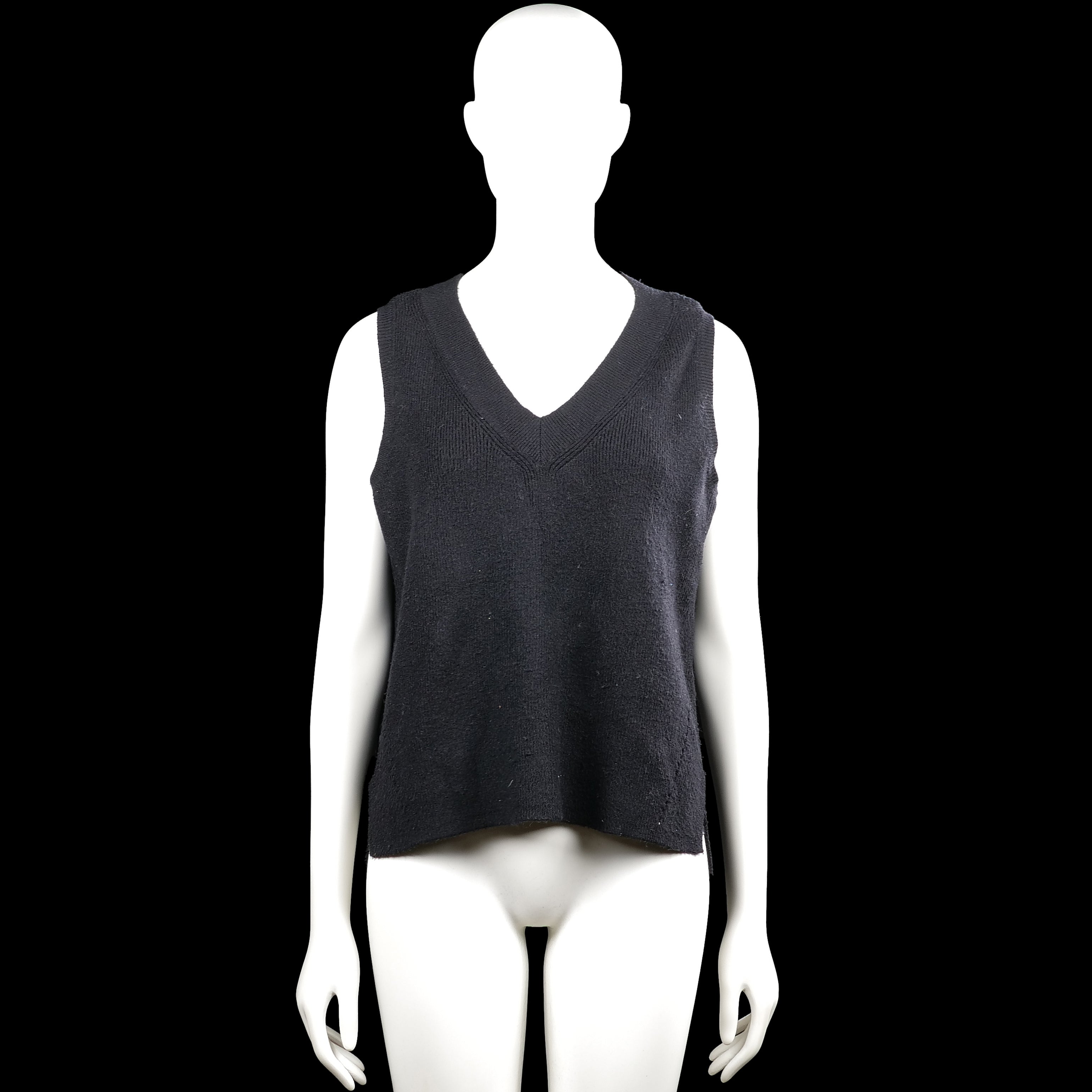Vila - Sweater - Charcoal - Size L - Charcoal solid sleeveless top with a V-neckline. Straight hem with side slits.
