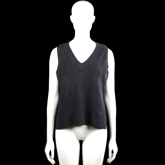 Vila - Sweater - Charcoal - Size L - Charcoal solid sleeveless top with a V-neckline. Straight hem with side slits.