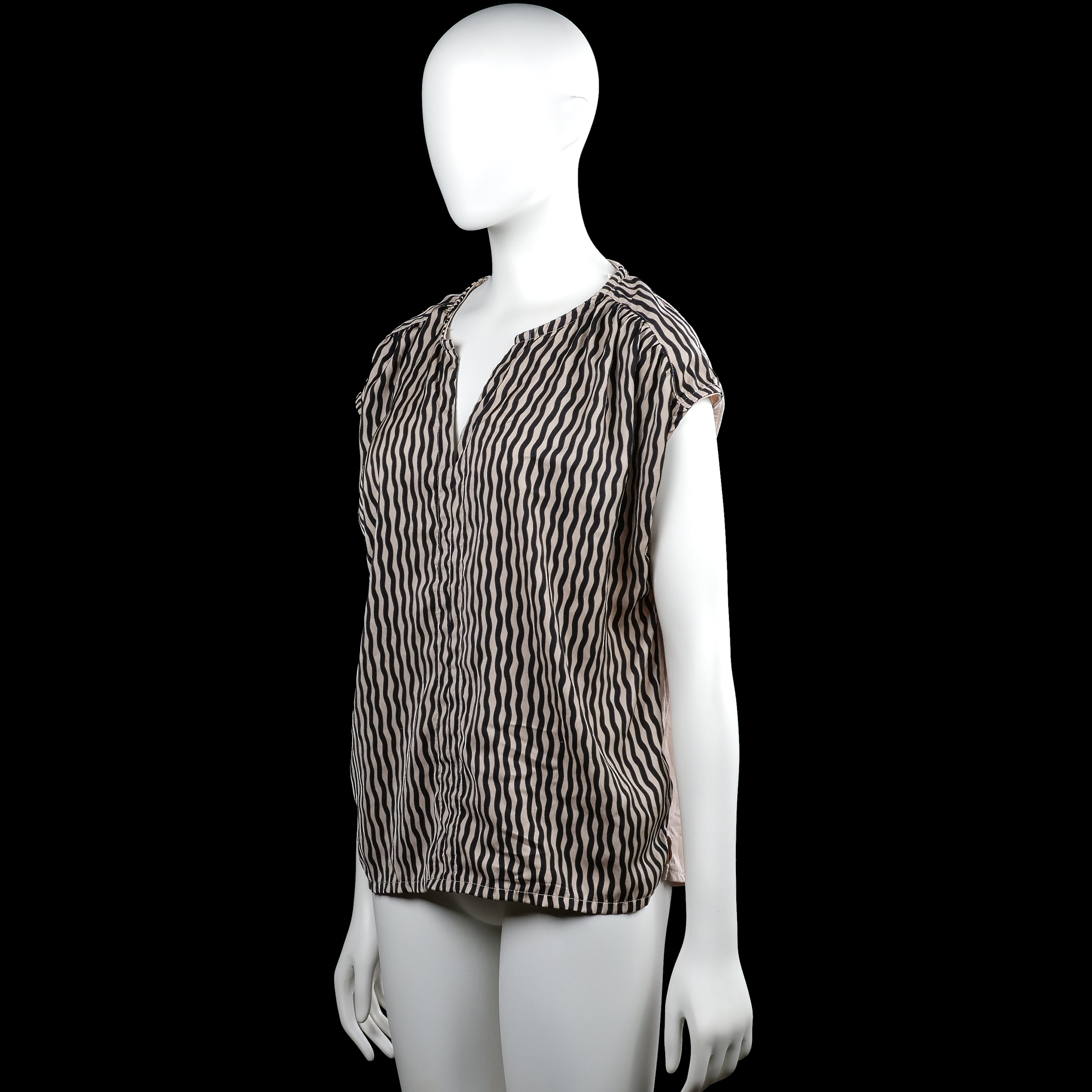 Blouse - Beige & Black - Size M