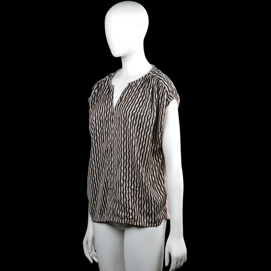 Blouse - Beige & Black - Size M