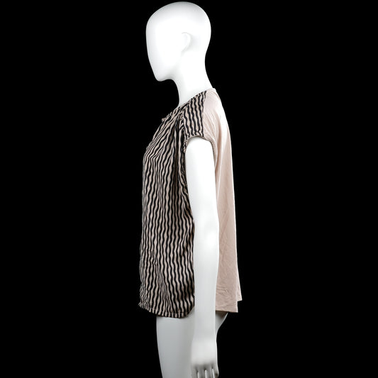 Blouse - Beige & Black - Size M