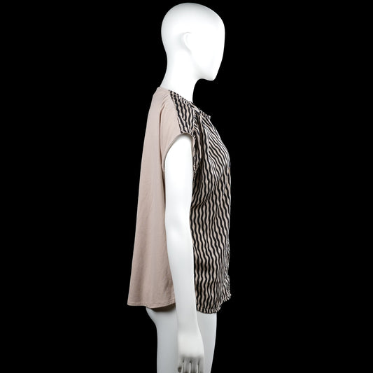 Blouse - Beige & Black - Size M