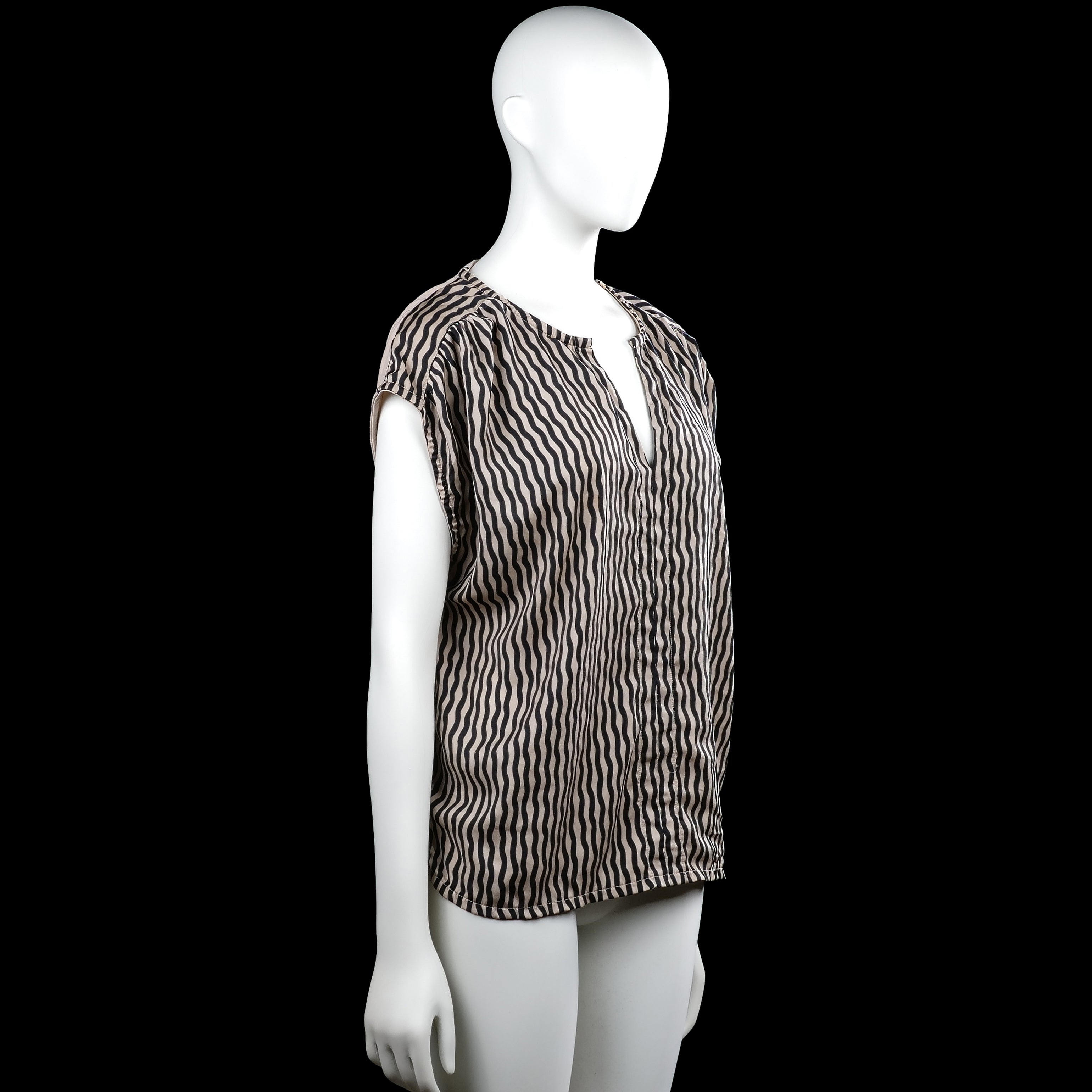 Blouse - Beige & Black - Size M