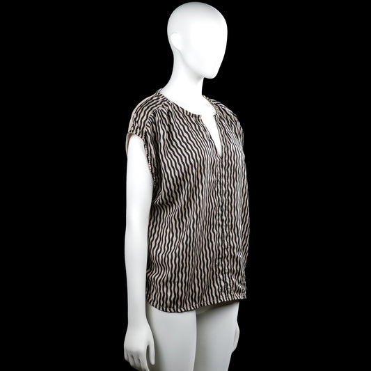 Blouse - Beige & Black - Size M