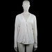 Machine - Shirt - White - Size L - White solid long-sleeve top with a V-neck and button-front closure. Straight hem and plain cuffs.