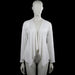 Masai - Cardigan - White - Size L - White solid open-front top with a deep V neckline and long sleeves. Features an asymmetrical draped hem and plain cuffs.