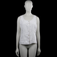 Signature experience - Blouse - White - Size M - White sleeveless top with a scoop neckline and a front button placket. Features a straight hem.