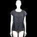 Moeeyi - Blouse - Dark Gray - Size XL - Dark gray top with a round neck and short sleeves. Features a front button placket and an all-over dotted pattern with straight hem.