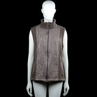 Setter - Fleece vest - Brown & Gray - Size 46 - Brown and gray sleeveless vest with a high neck and full front zipper closure. Features zip pockets and a straight hem.