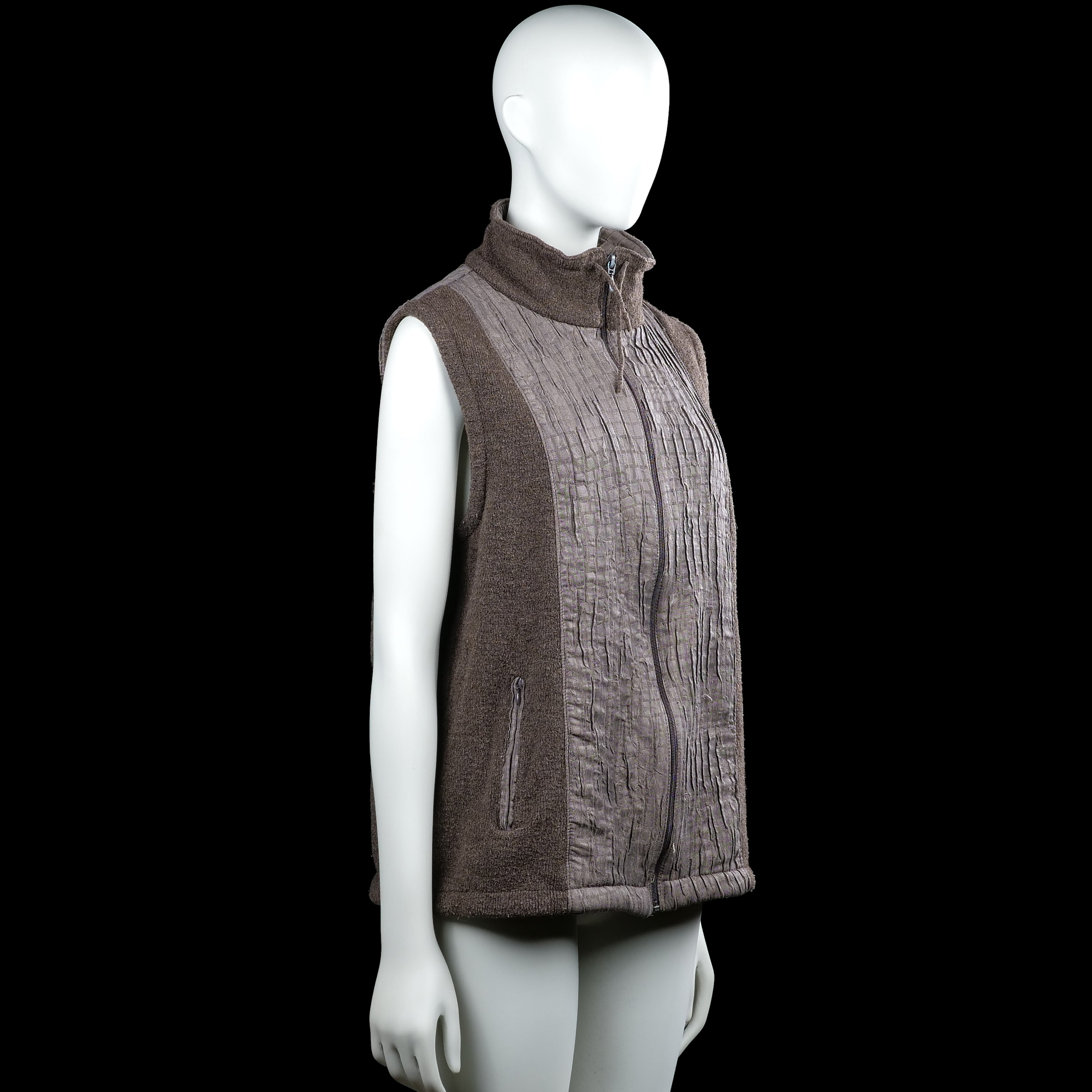 Fleece vest - Brown & Gray - Size 46